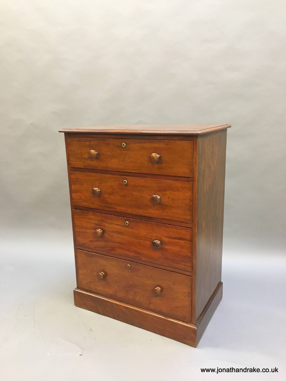 Victorian mahogany narrow chest, labelled