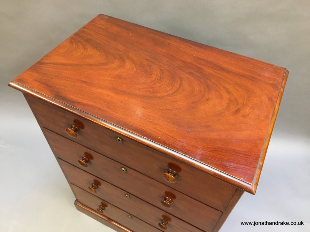Victorian mahogany narrow chest, labelled View II