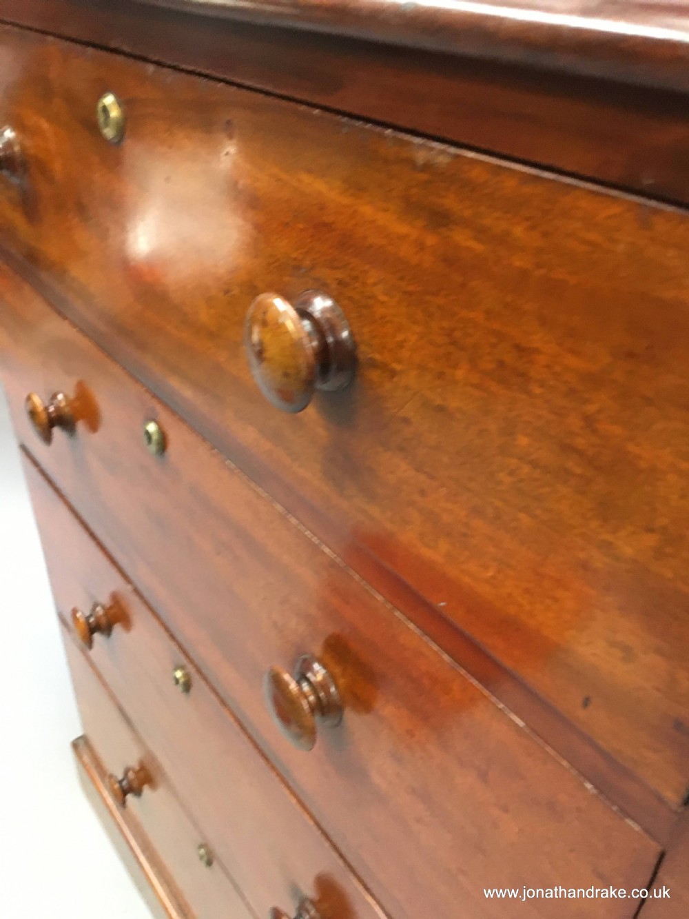 Victorian mahogany narrow chest, labelled View VI