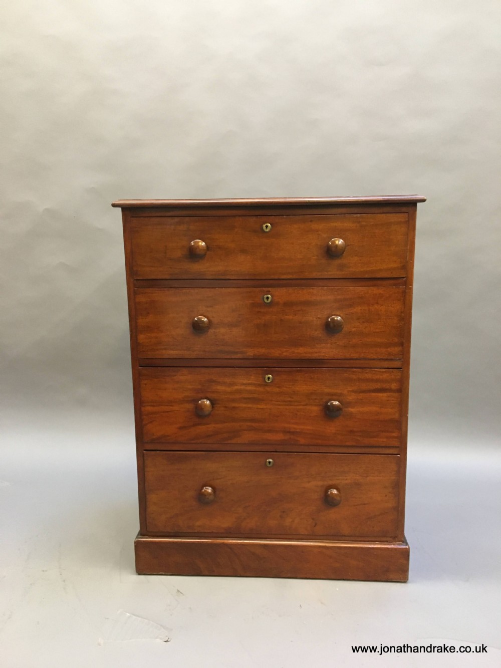 Victorian mahogany narrow chest, labelled View VIII