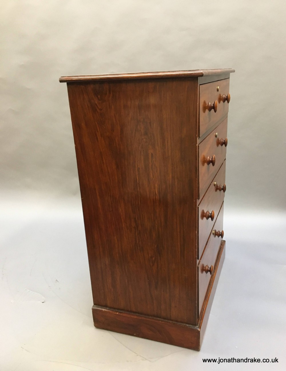 Victorian mahogany narrow chest, labelled View X