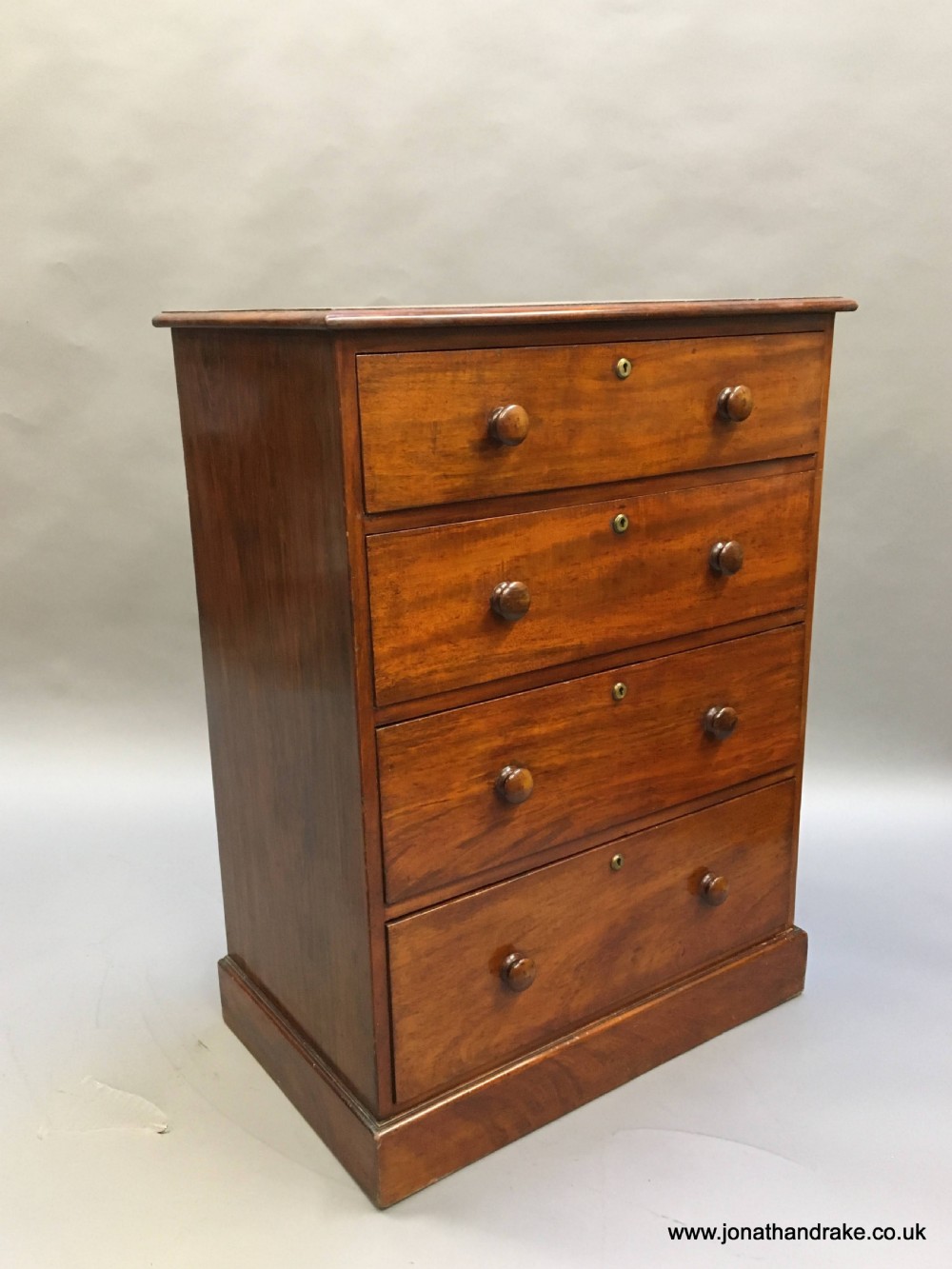 Victorian mahogany narrow chest, labelled View XI