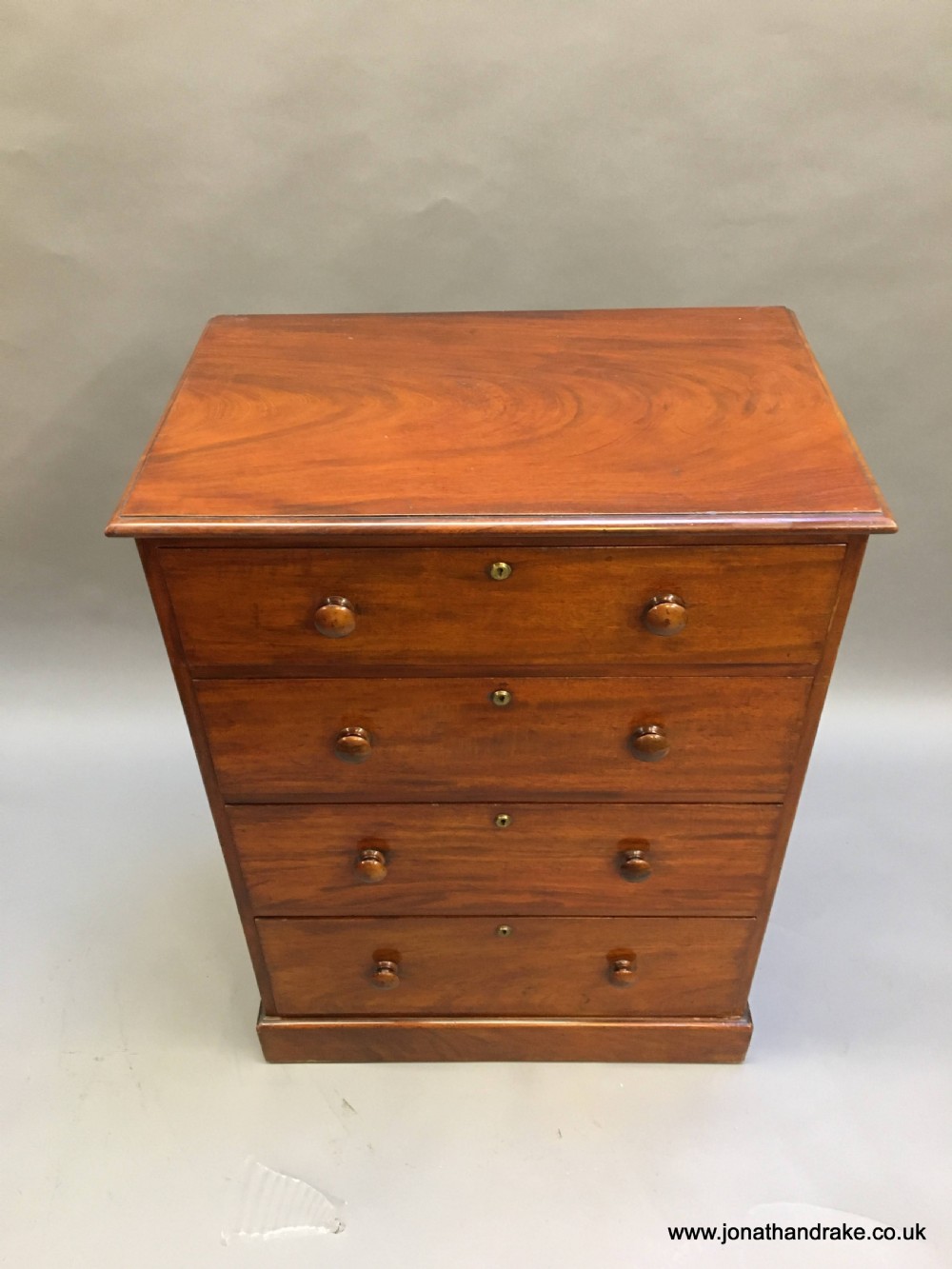 Victorian mahogany narrow chest, labelled View XII