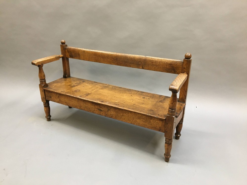 C19th childrens oak hall bench