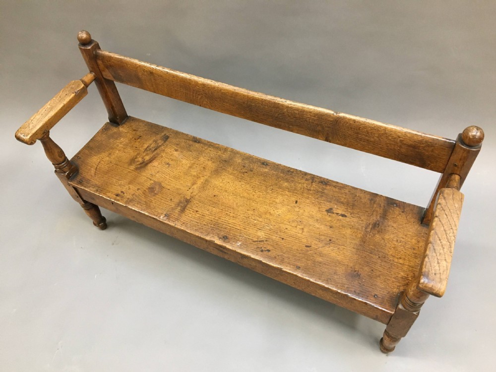 C19th childrens oak hall bench View III