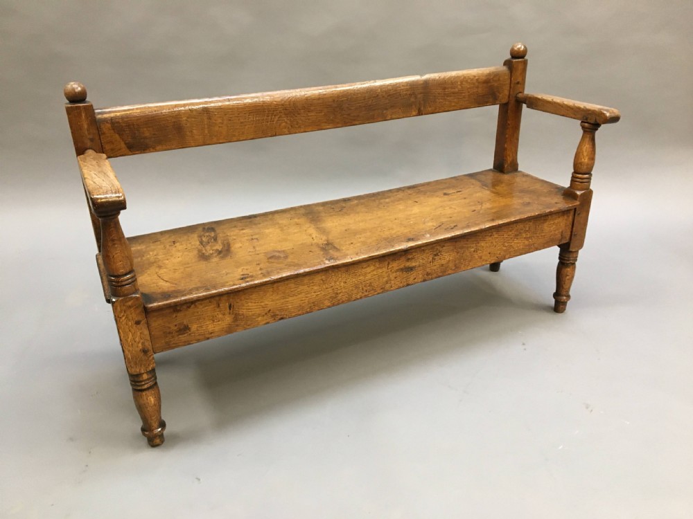 C19th childrens oak hall bench View VI