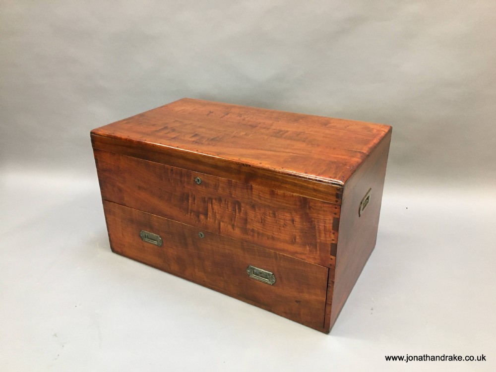 C19th mahogany campaign trunk
