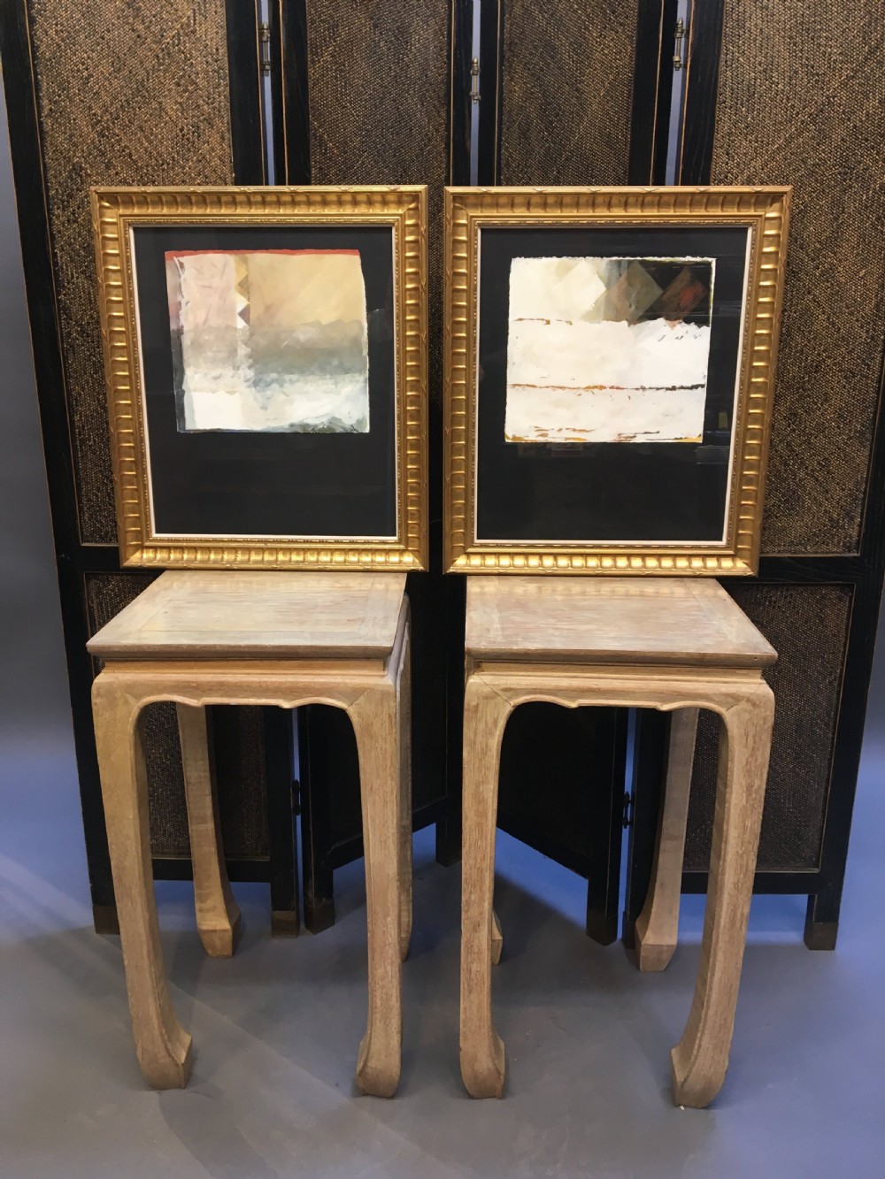 Pair mid C20th abstract studies, signed View II