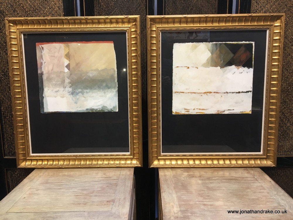 Pair mid C20th abstract studies, signed View III