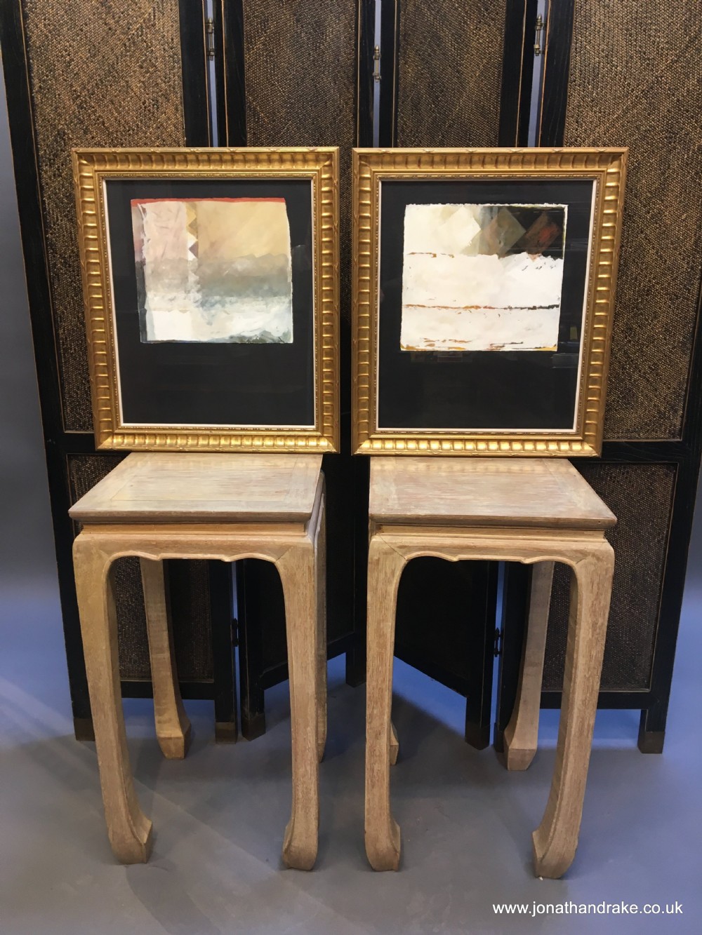 Pair mid C20th abstract studies, signed View VI
