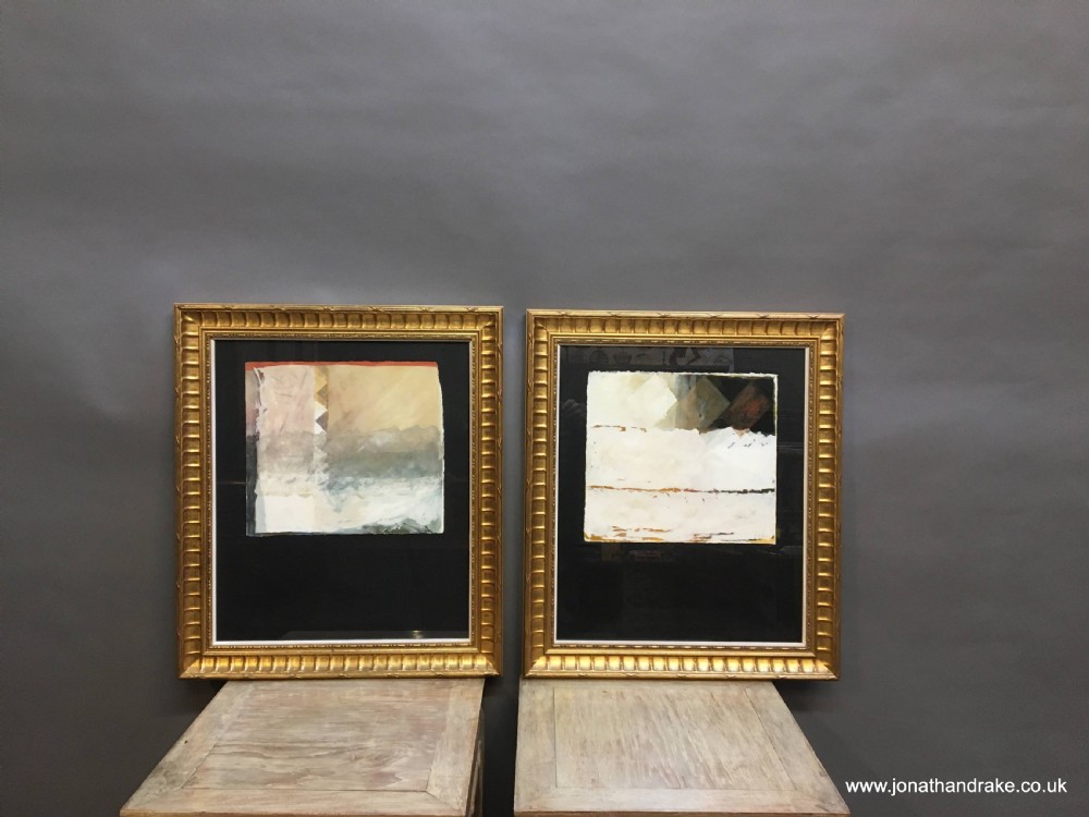 Pair mid C20th abstract studies, signed View X