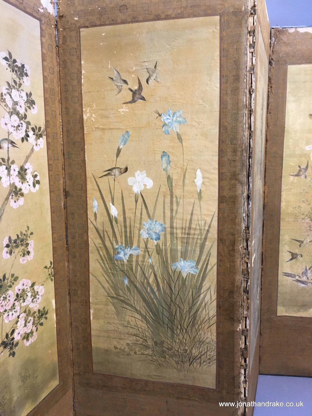 japanese painted 4 fold screen View III