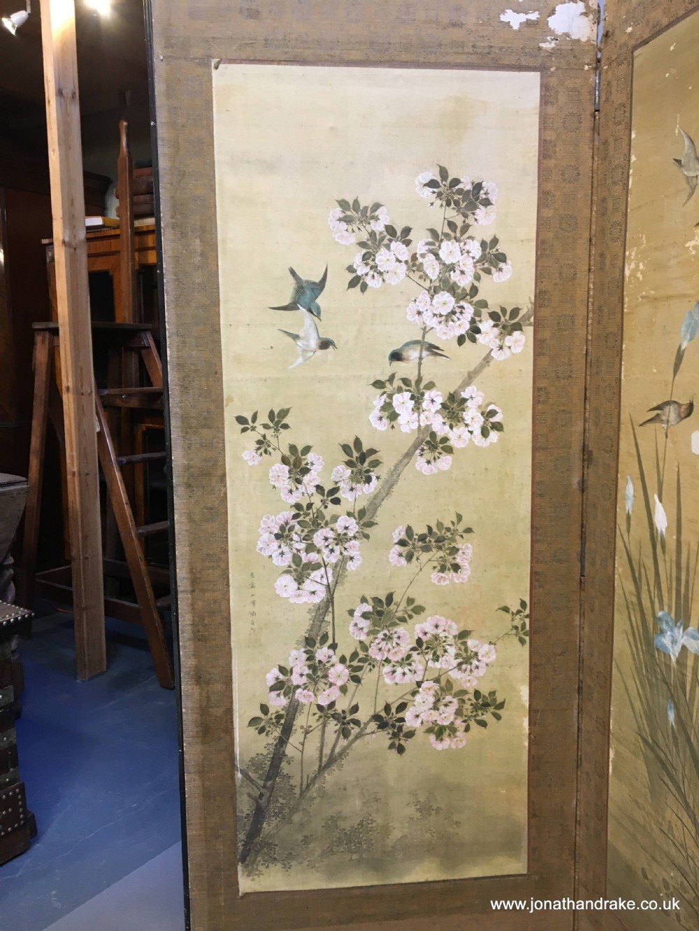 japanese painted 4 fold screen View IV