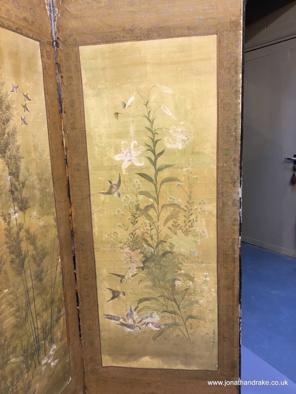 japanese painted 4 fold screen View VI
