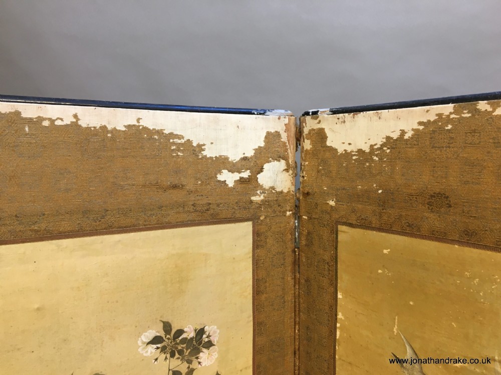 japanese painted 4 fold screen View IX