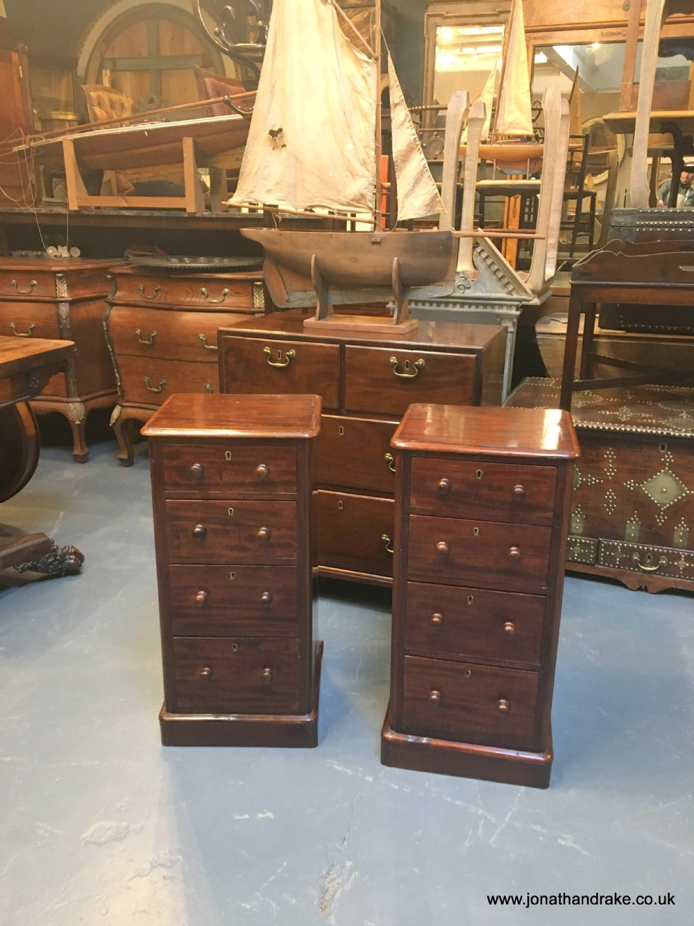 Pair Victorian Bedside Chest tables View IX