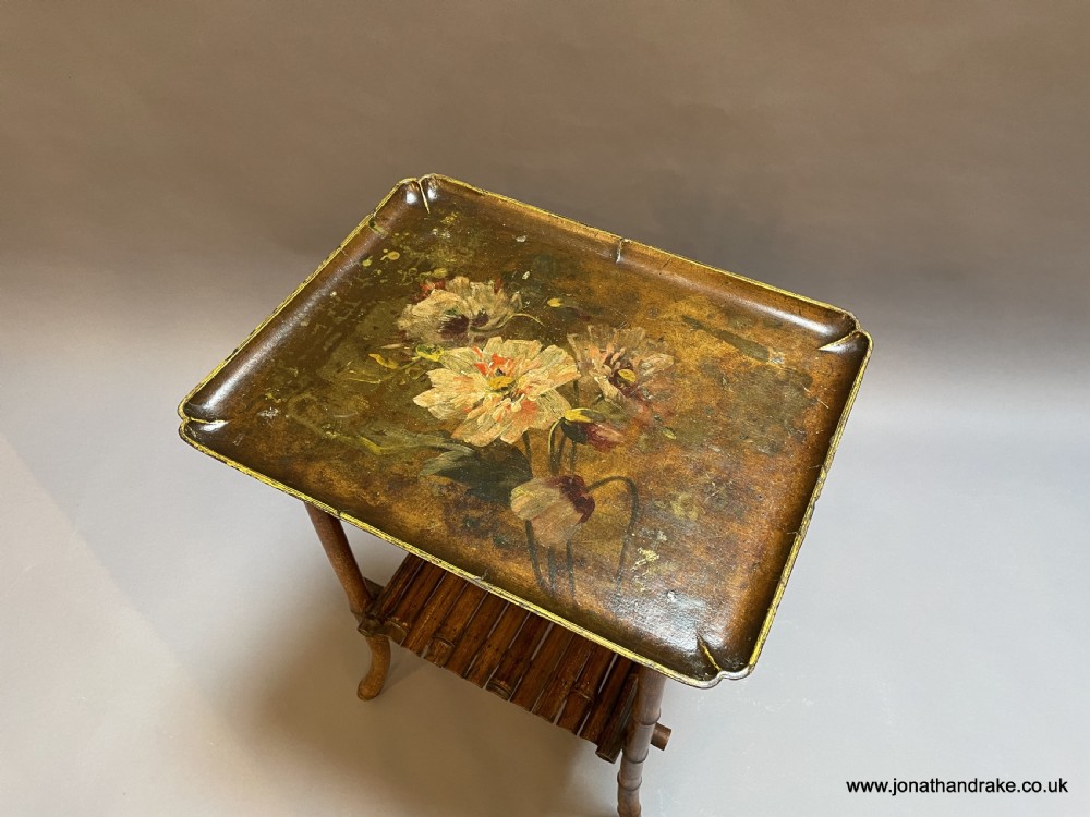 Victorian painted & bamboo occasional table View II