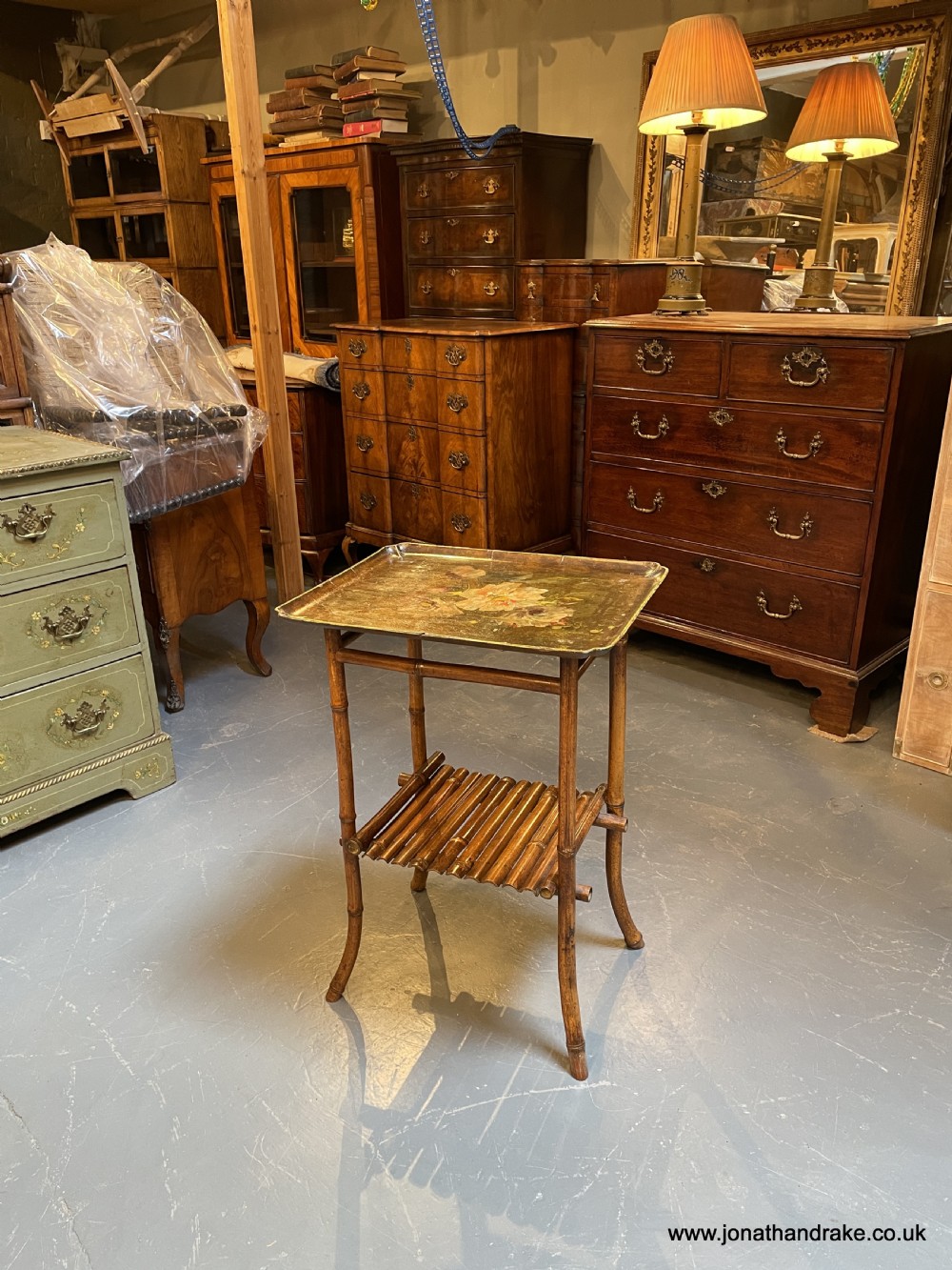 Victorian painted & bamboo occasional table View X