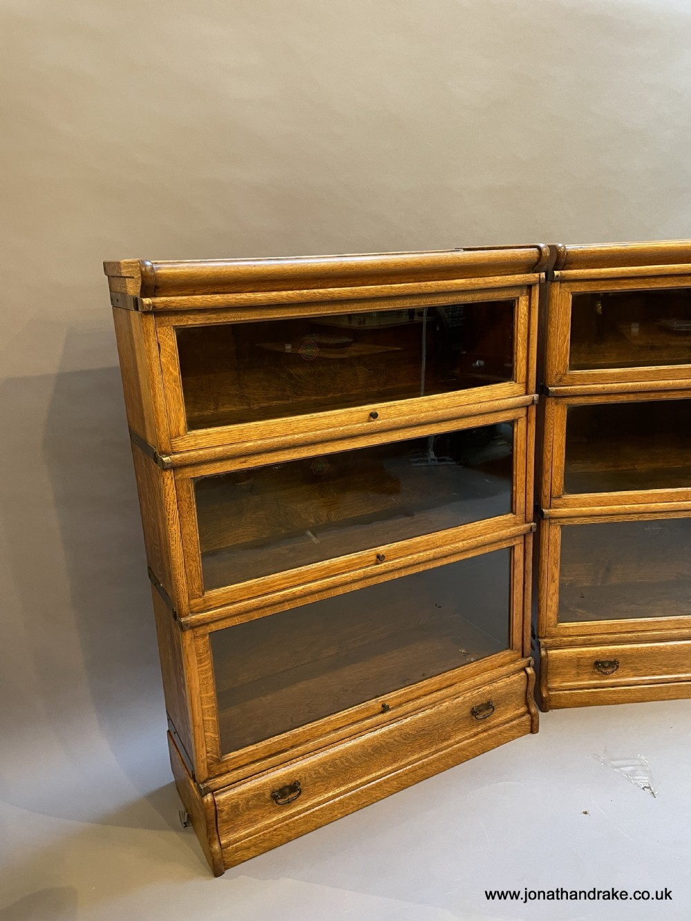 Pair Globe Wernicke oak bookcases View III