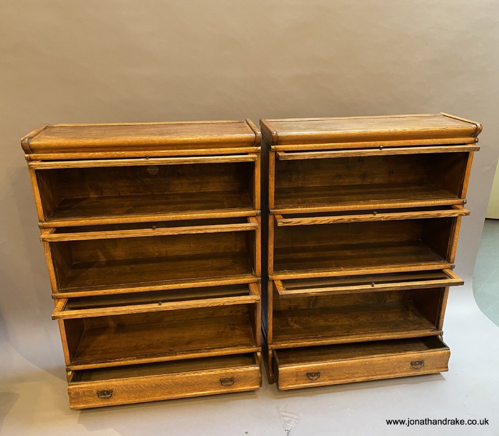 Pair Globe Wernicke oak bookcases View V