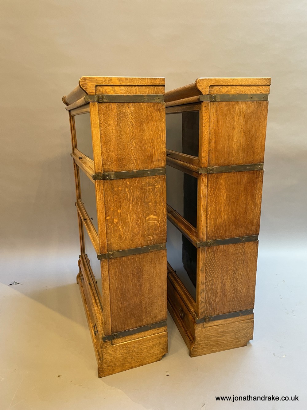 Pair Globe Wernicke oak bookcases View IX