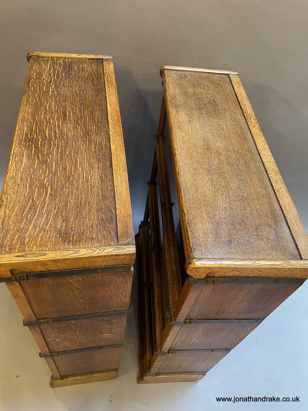 Pair Globe Wernicke oak bookcases View X