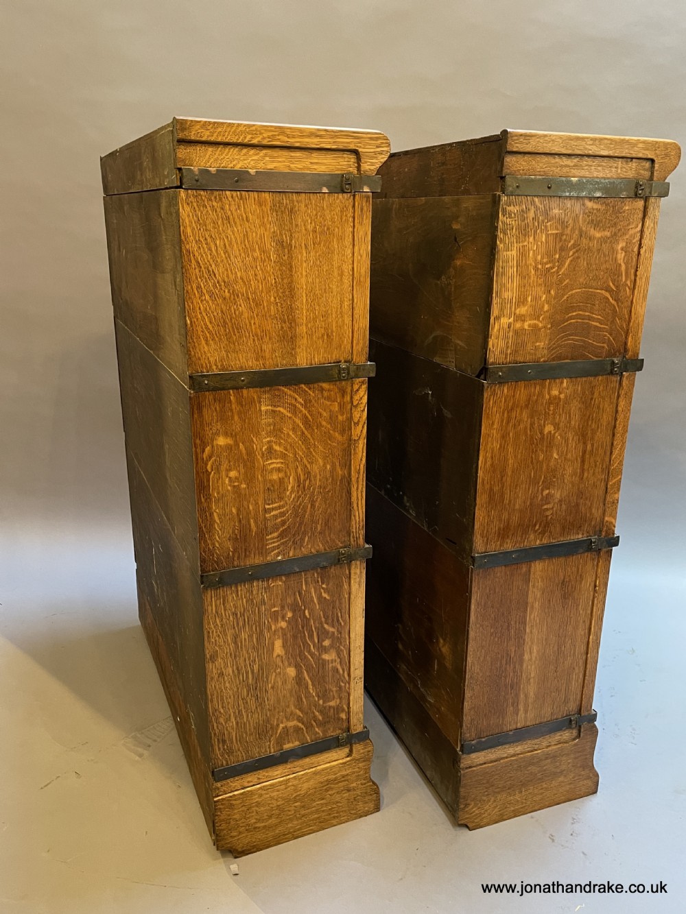 Pair Globe Wernicke oak bookcases View XII
