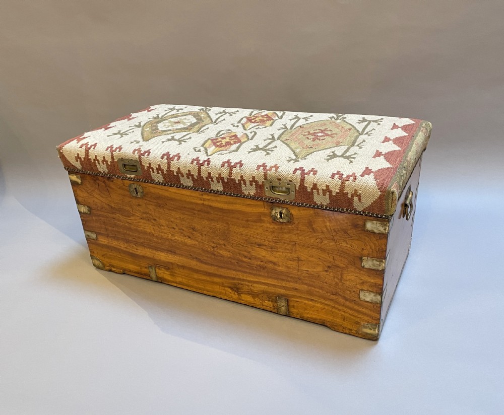 C19th camphor campaign chest seat