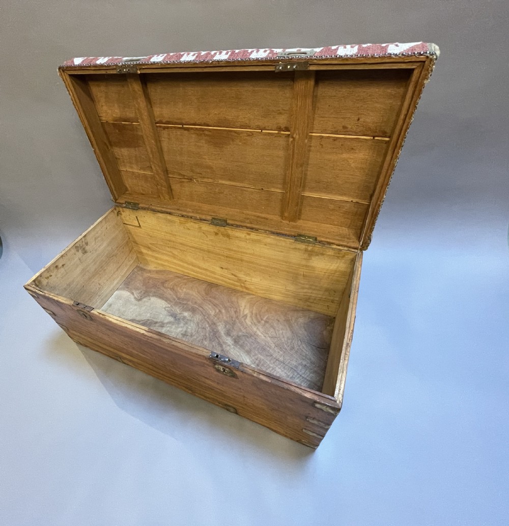 C19th camphor campaign chest seat View II