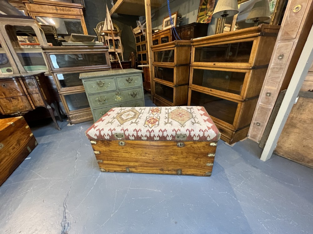 C19th camphor campaign chest seat View XI