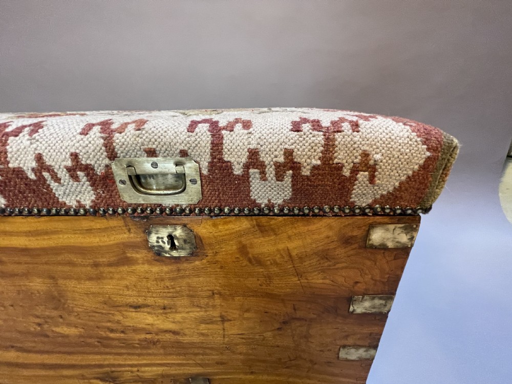 C19th camphor campaign chest seat View XII