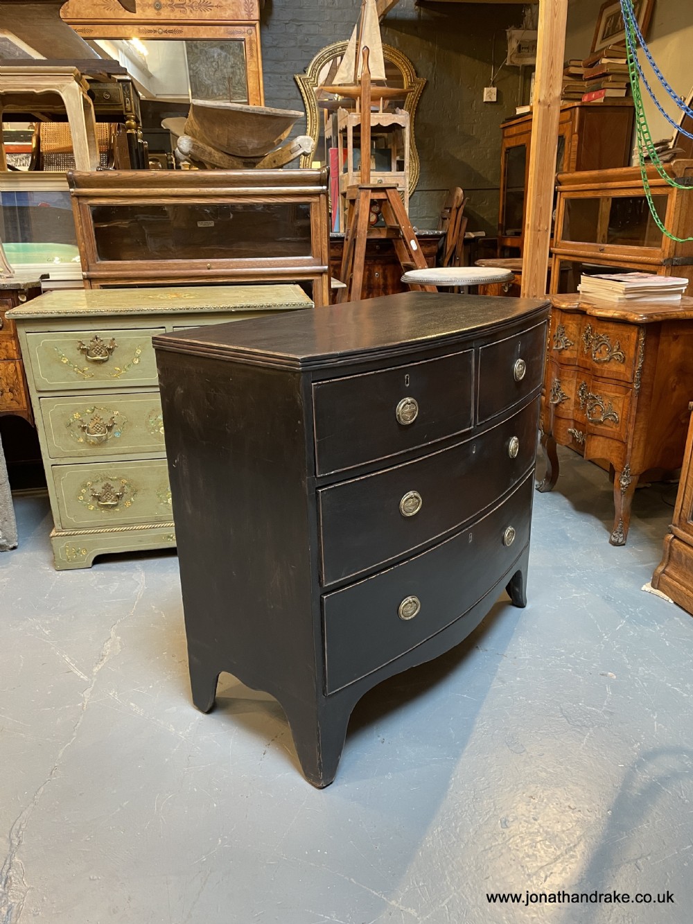 Regency ebonised chest of drawers View IX