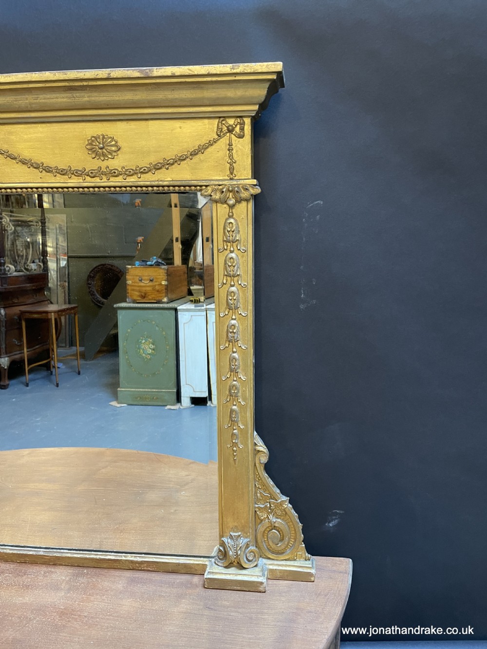 C19th gilt overmantle mirror View VIII