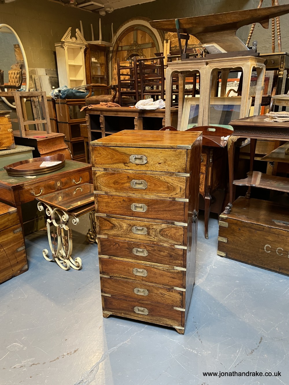 Colonial campaign chest of drawers View X
