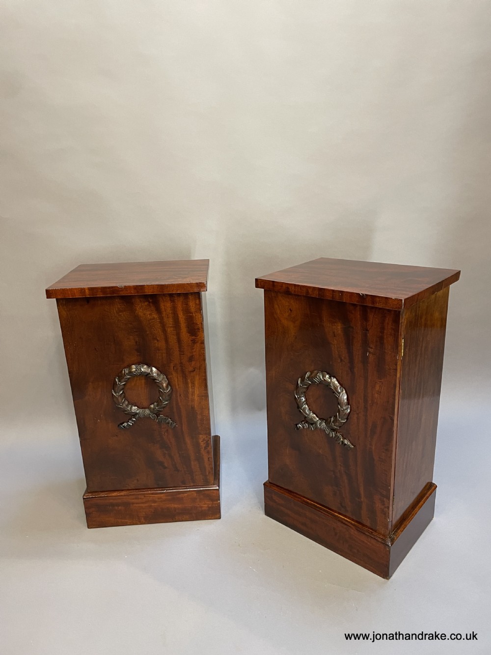 Pair mahogany pedestal cabinets