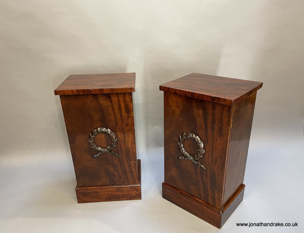 Pair mahogany pedestal cabinets View II