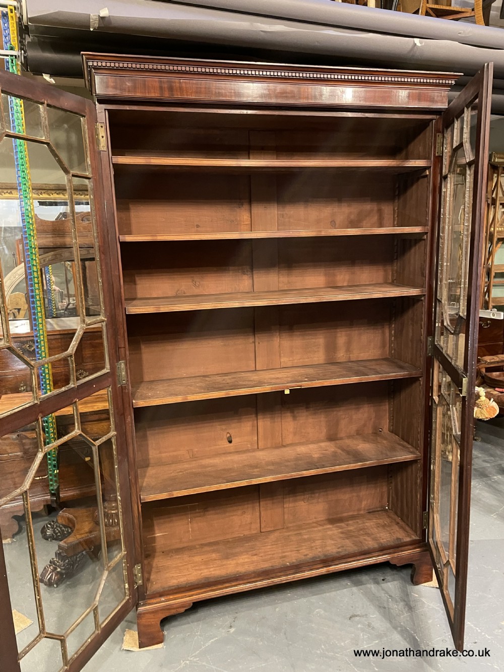Georgian mahogany large bookcase. View III