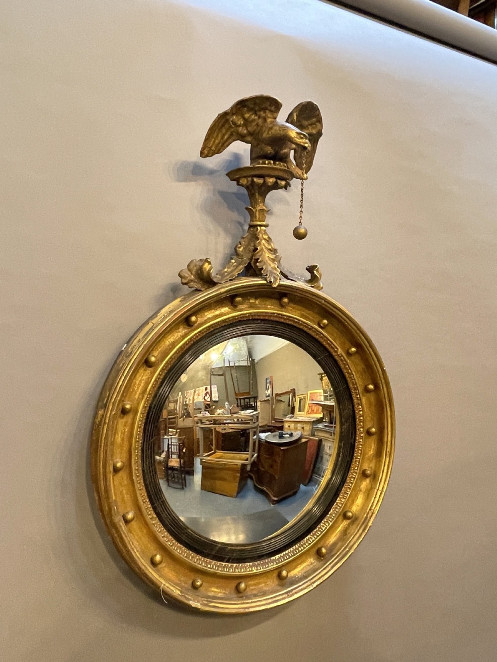 Regency Gilt Convex Mirror View IX
