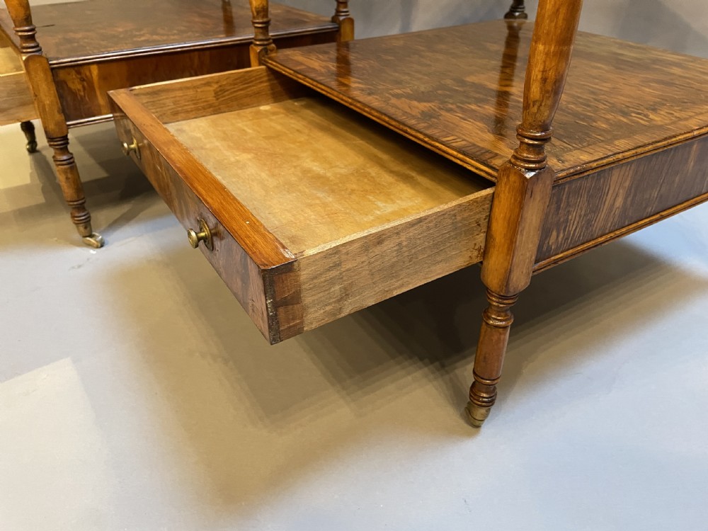 Pair Georgian design burr-yew side tables View VII