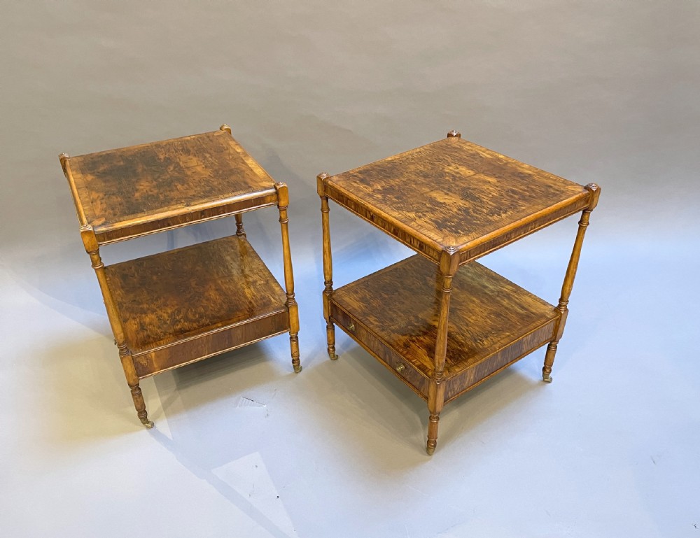 Pair Georgian design burr-yew side tables View VIII