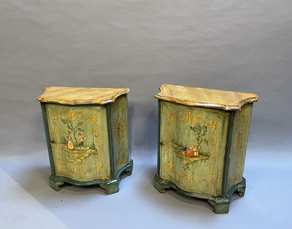 Pair Italian Painted side Cabinets