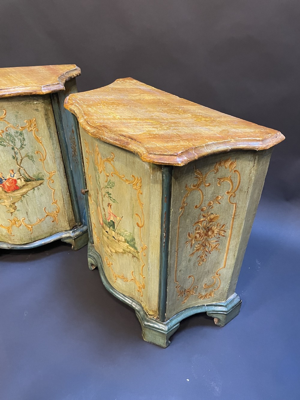 Pair Italian Painted side Cabinets View II