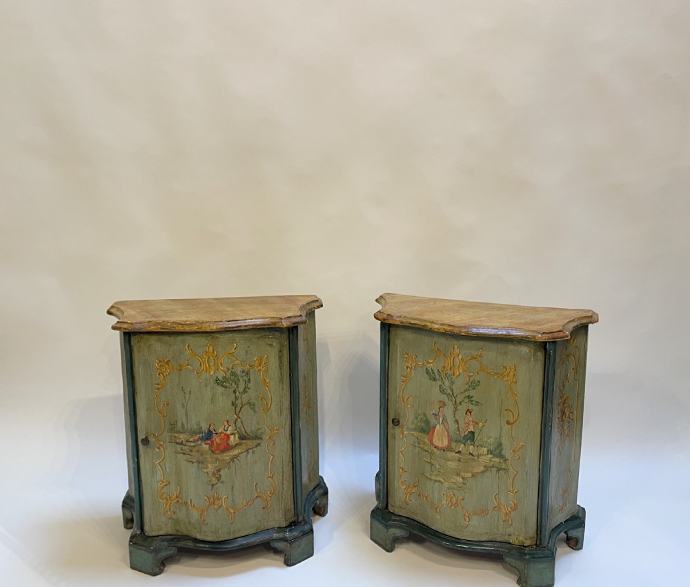 Pair Italian Painted side Cabinets View III