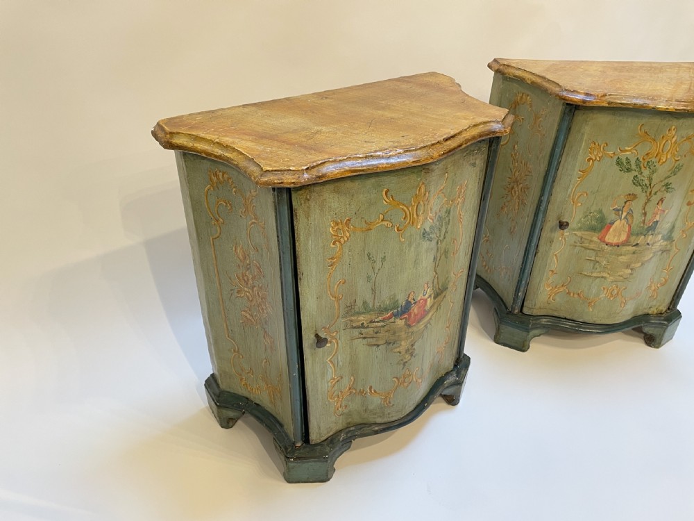 Pair Italian Painted side Cabinets View V