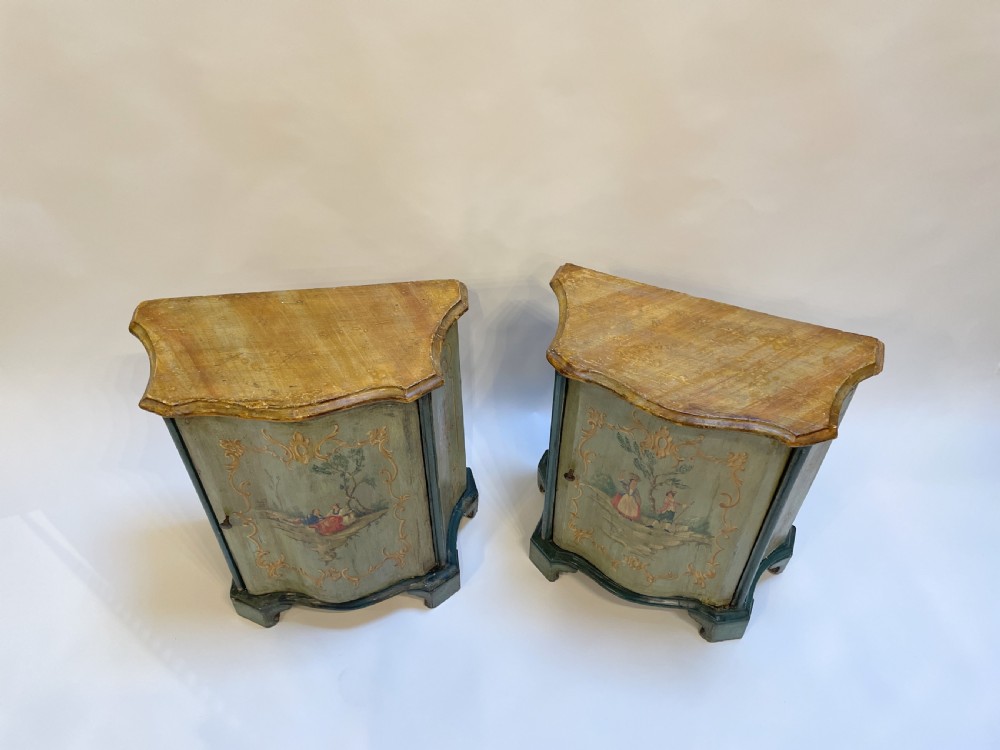 Pair Italian Painted side Cabinets View VI