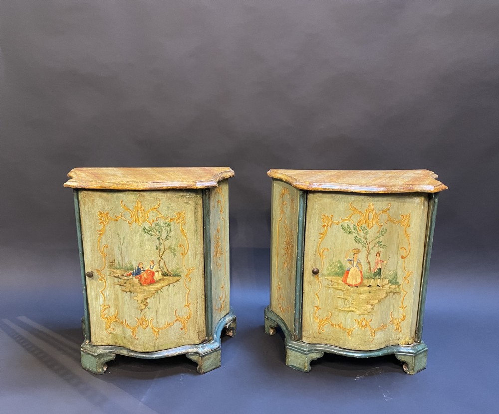 Pair Italian Painted side Cabinets View VIII