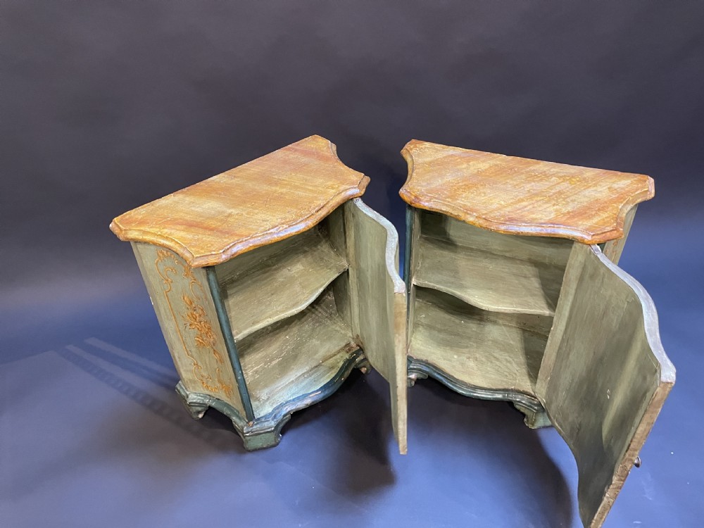 Pair Italian Painted side Cabinets View X
