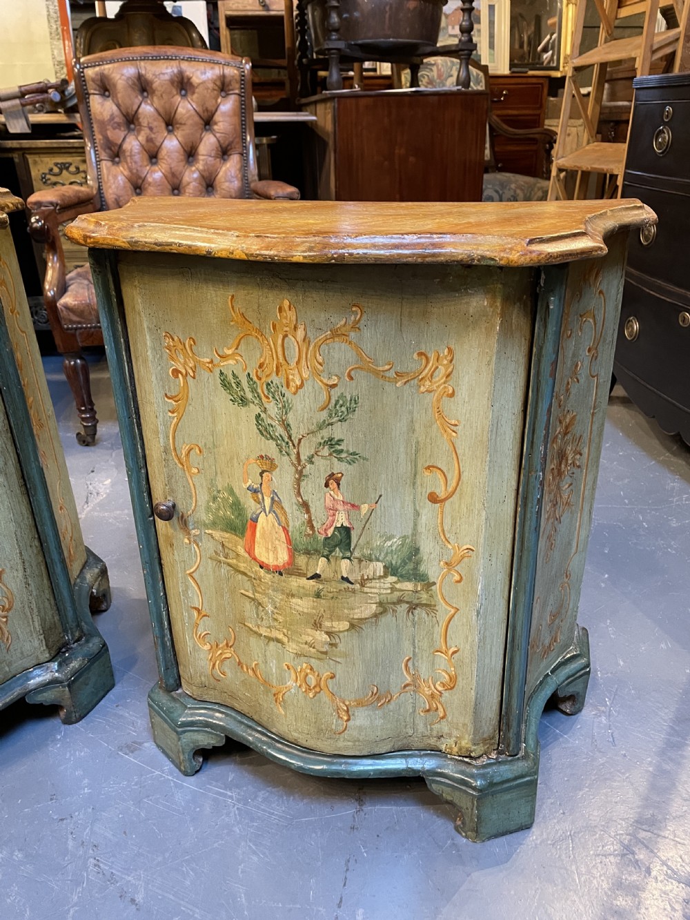 Pair Italian Painted side Cabinets View XV