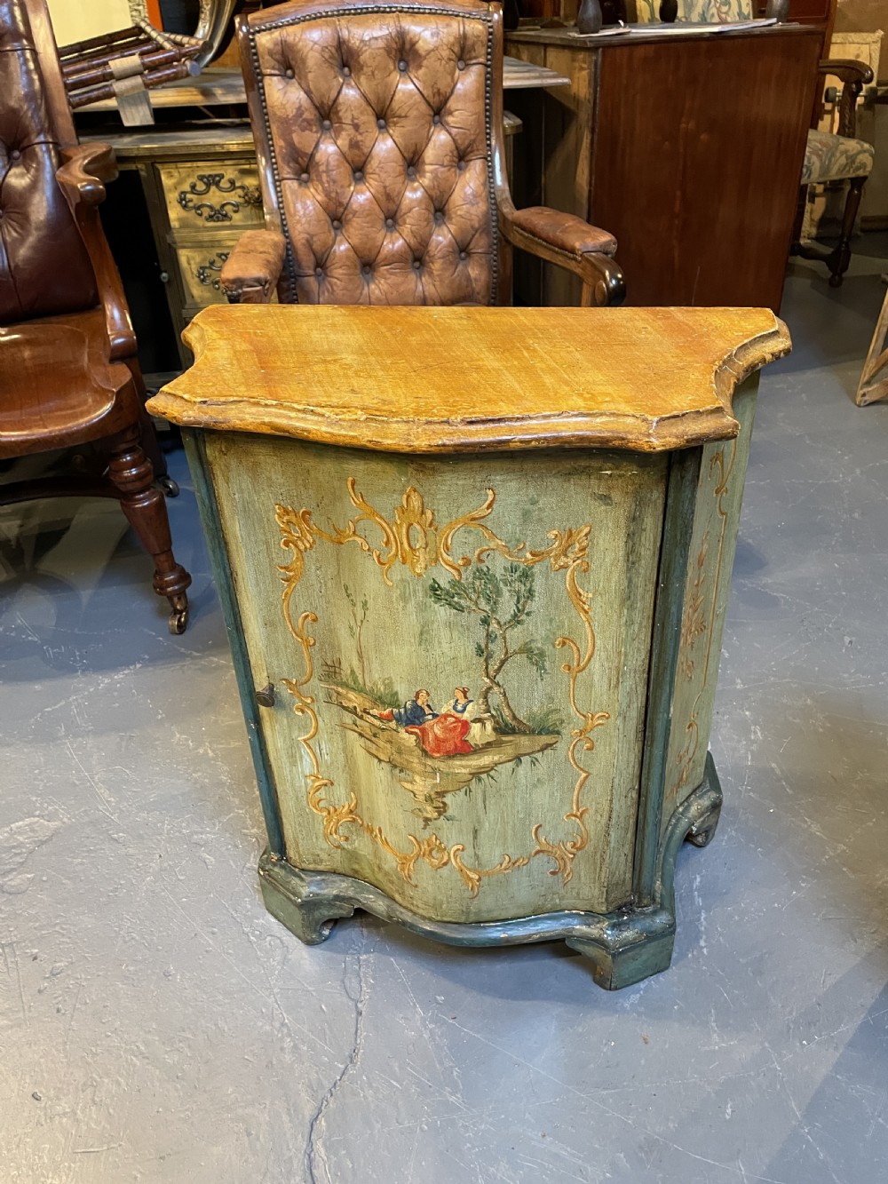 Pair Italian Painted side Cabinets View XVI