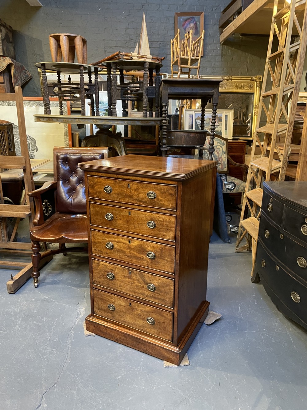 C19th mahogany narrow chest of drawers View IX